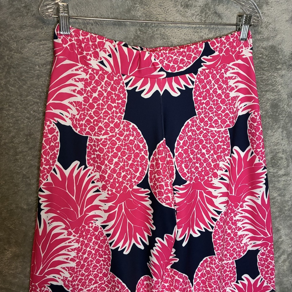 Lolly Wolly Womens Novelty Pineapple Palazzo Pants M Tropical Wide Leg Stretchy